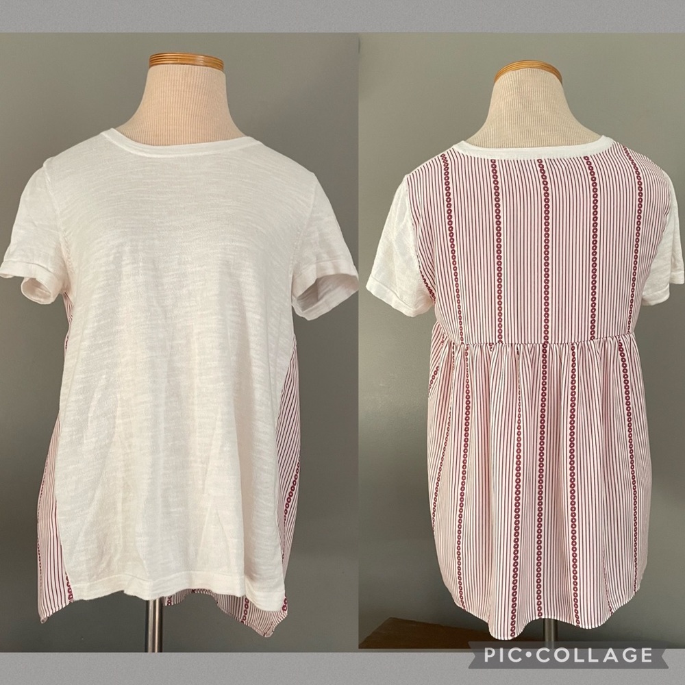 Loft Floral Mixed Media Short Sleeve Top